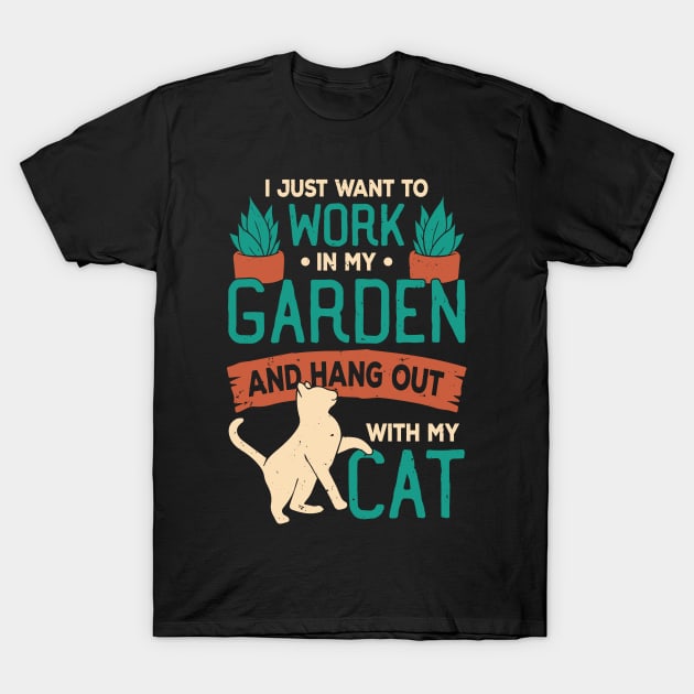 Gardening Cat Lover Gardener Gift T-Shirt by Dolde08